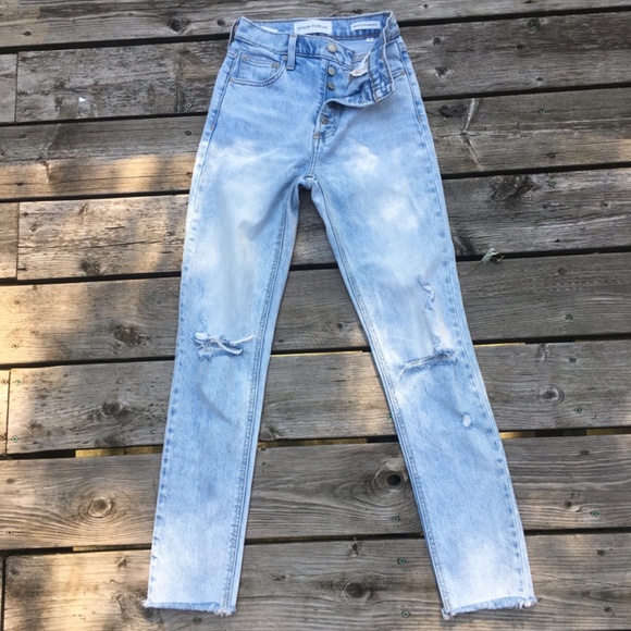 Denim forum yoko high rise slim button fly distressed sz 24 - Picture 3 of 10
